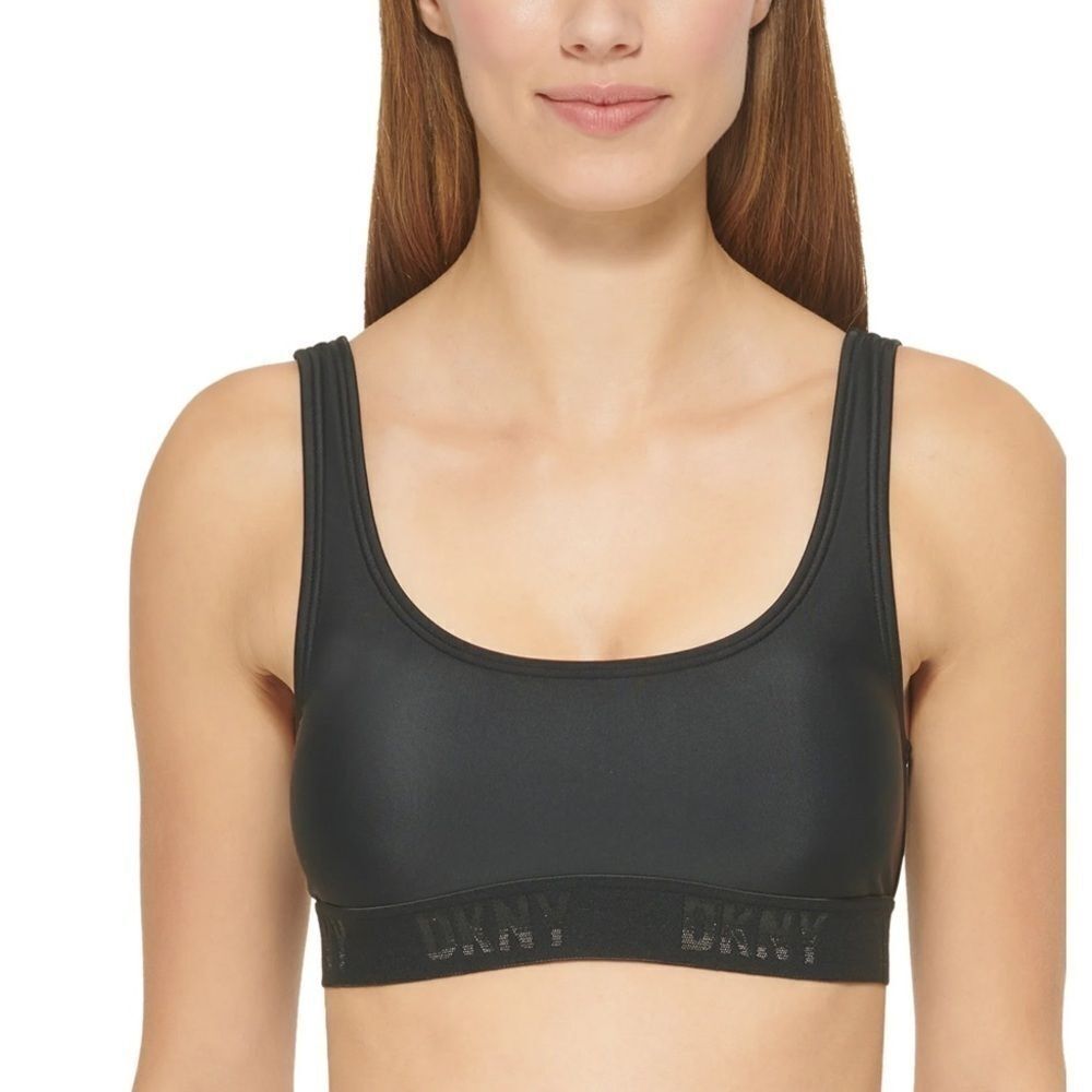 DKNY BLACK Logo Bikini Swim Top, Womens Printed Bikini US X-Large